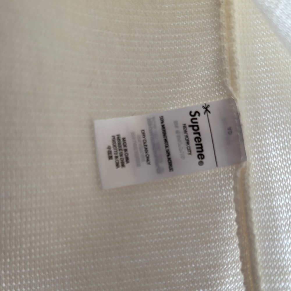 Supreme Contrast Stitch Button Up Sweater in Natural - Picture 9 of 10